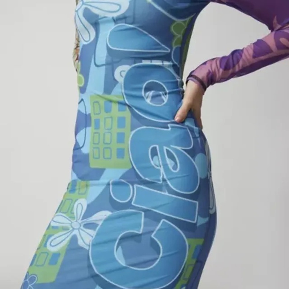 Urban Outfitters Zoe Ciao Graphic Long Sleeve Dress